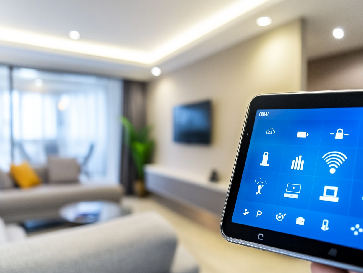Smart home control panel on a mobile device